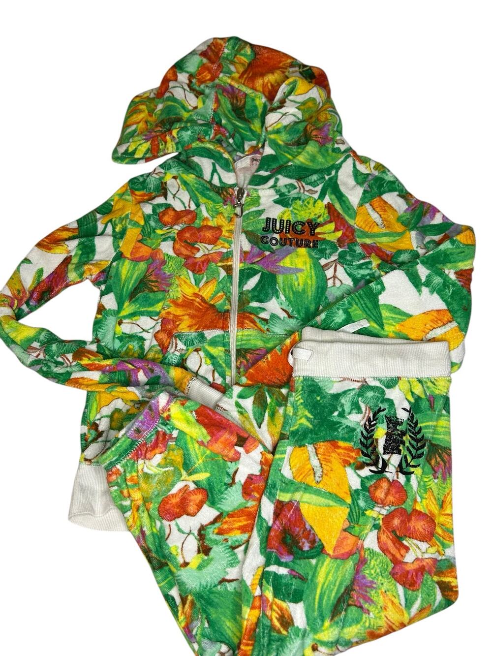 Juicy couture Jungle terry cloth hoodie and pants size 7/8